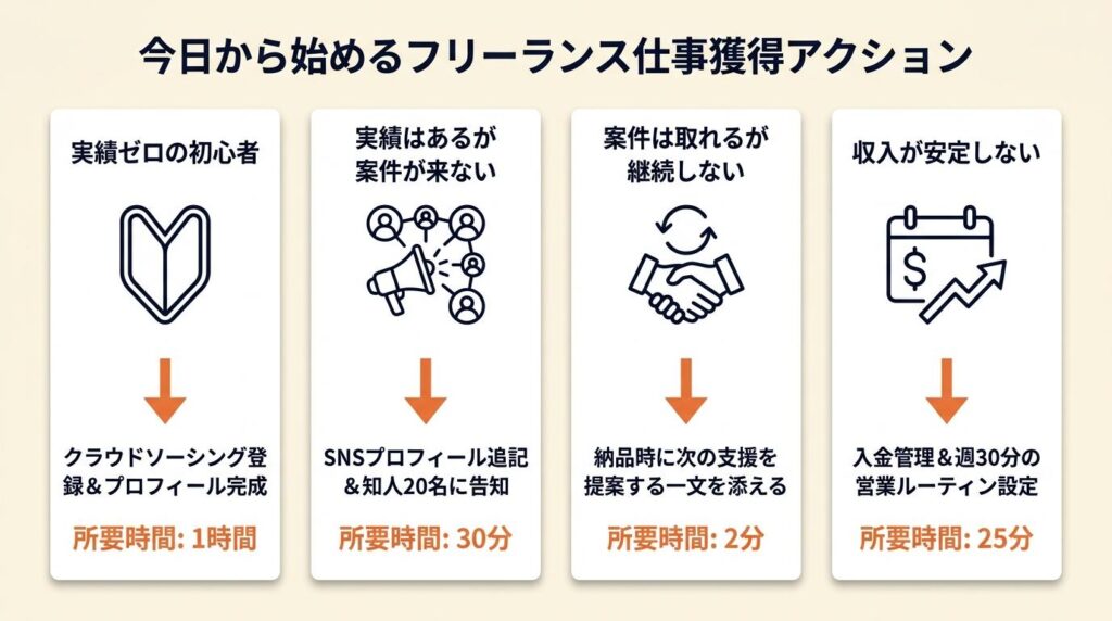 フリーランス仕事の取り方を実践する:今日から始める3つの行動