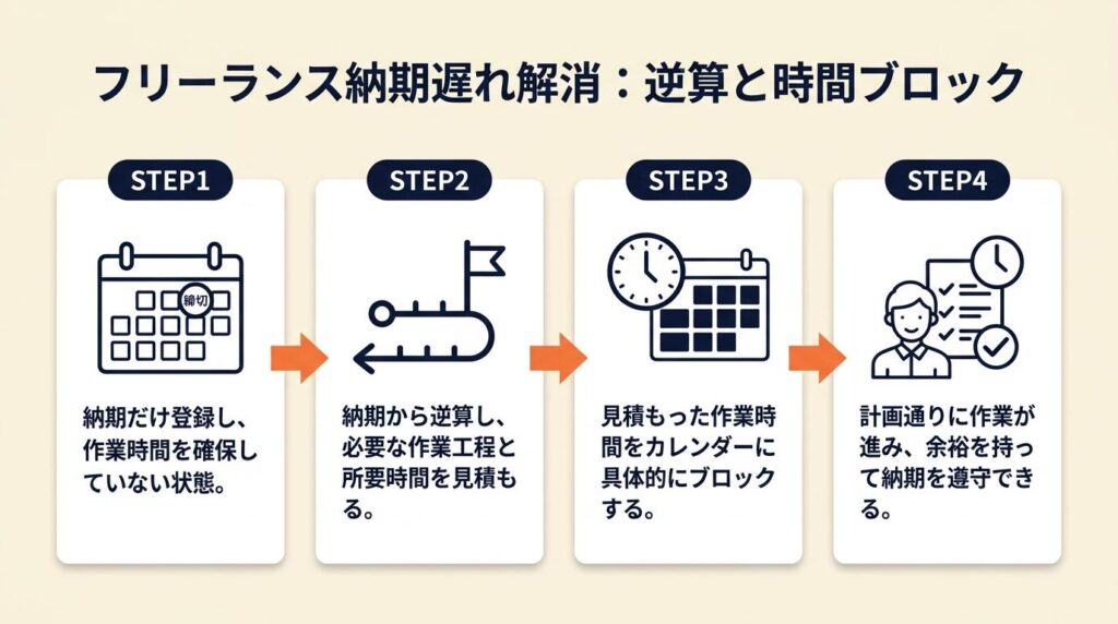 フリーランス納期遅れは逆算と時間ブロックで解消
