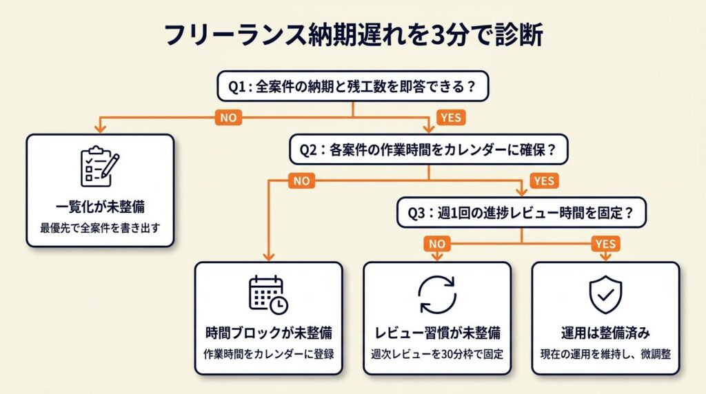 フリーランス納期遅れを3分で診断