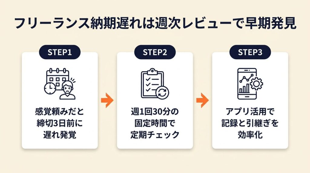 フリーランス納期遅れは週次レビューで早期発見