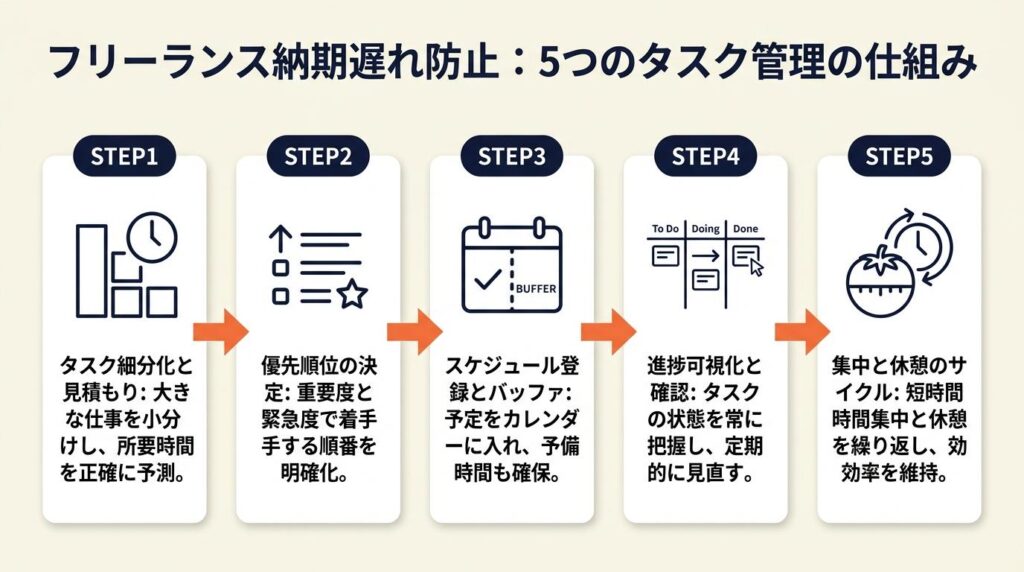 フリーランス納期遅れを防ぐタスク管理は5つの仕組みで解決