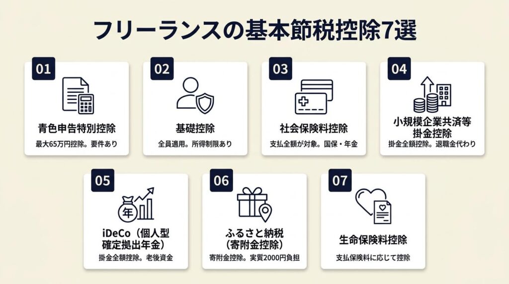 フリーランスの節税控除は7つが基本