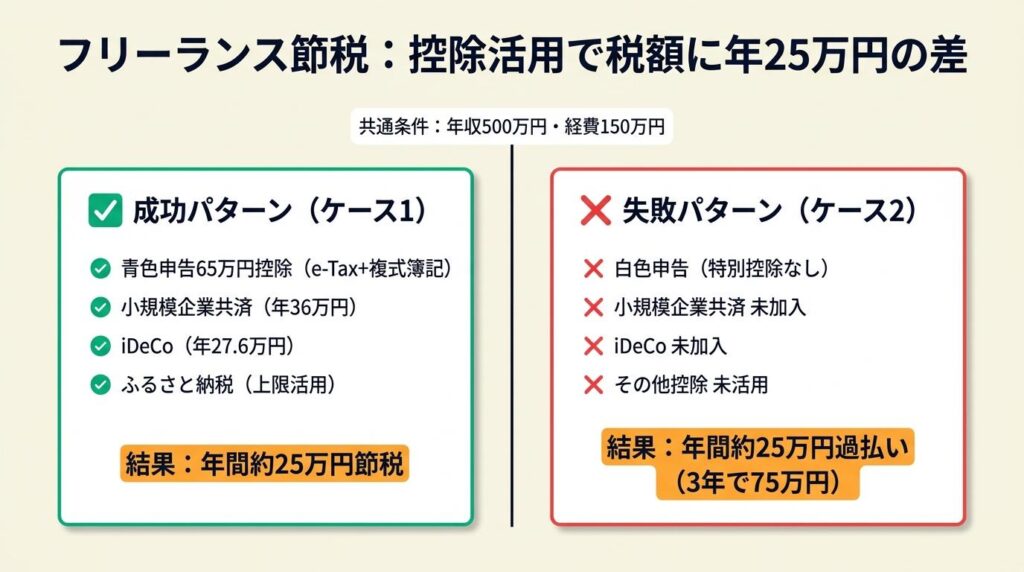 フリーランスの節税は2パターンで比較