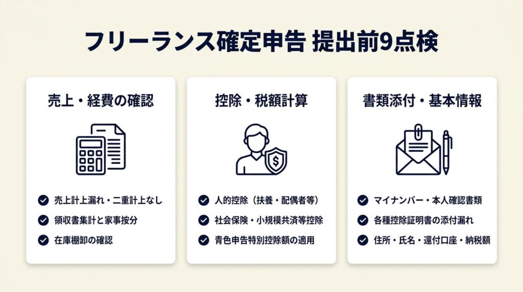 フリーランスの確定申告は9項目で点検