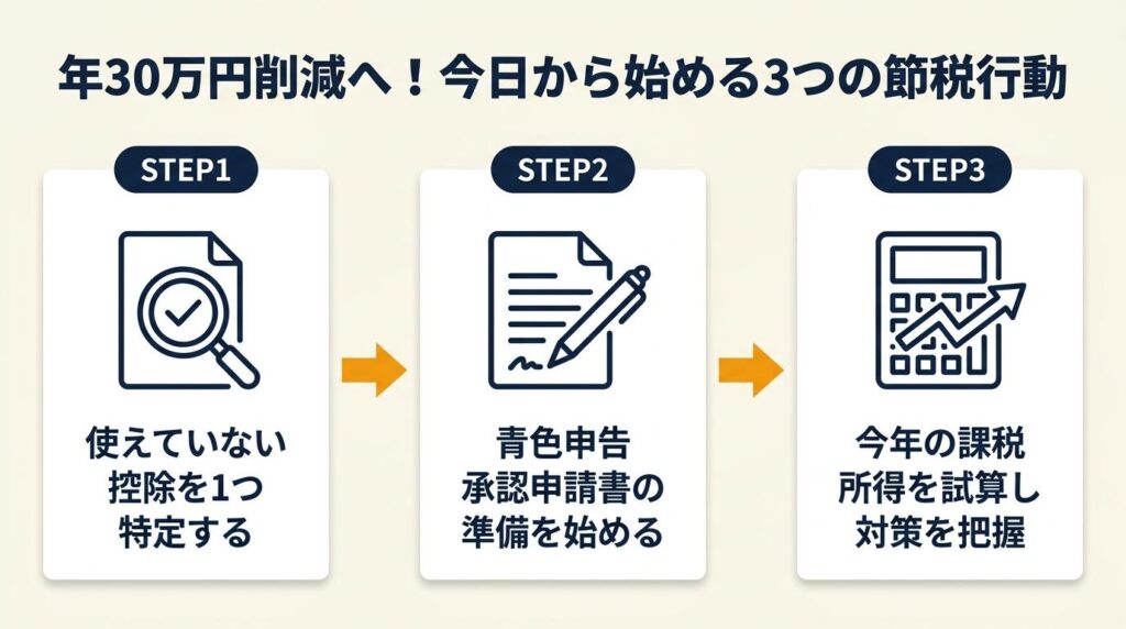 節税控除7つで年30万円を削減する:今日から始める3つの行動