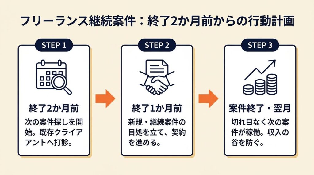 フリーランス継続案件は終了2か月前から動く