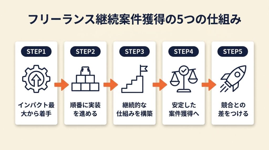 フリーランス継続案件は5つの仕組みで解決