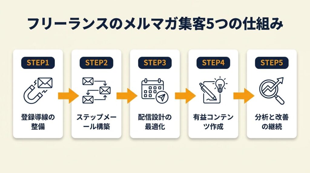 フリーランスのメルマガ集客は5つの仕組みで加速