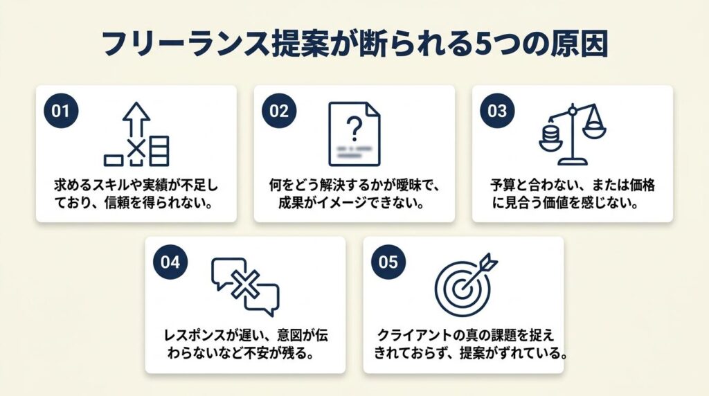 フリーランス提案が断られる5つの原因