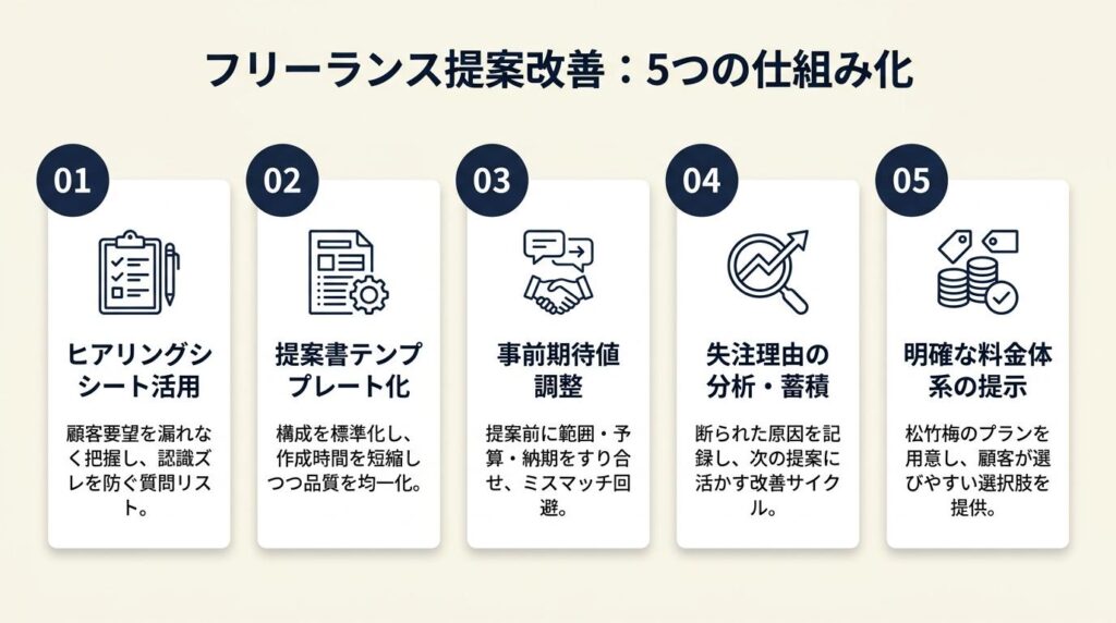 フリーランス提案断られる改善は5つの仕組みで解決