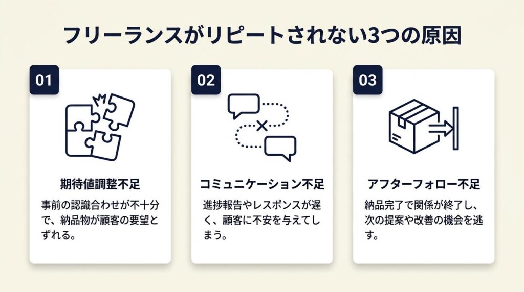 フリーランスがリピートされない原因は3パターン