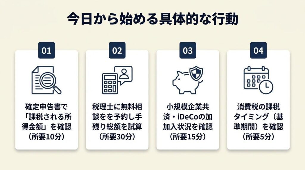 法人化は手残り総額で判断する：今日から始める5つの行動