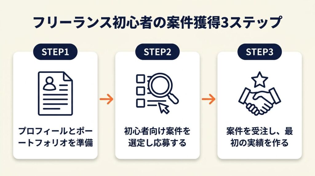 フリーランス初心者の案件獲得は3ステップで開始