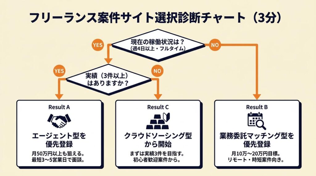 フリーランス案件サイトの選択を3分で診断
