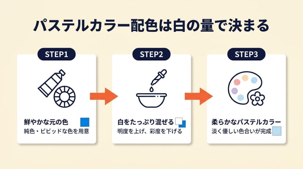 パステルカラー配色は白の量で決まる