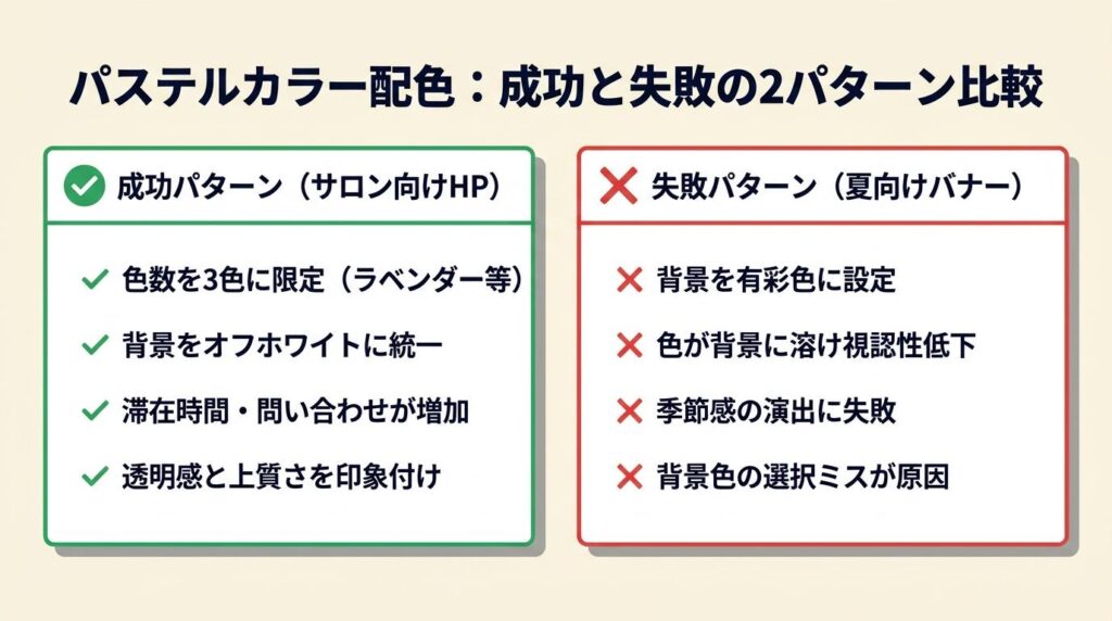パステルカラー配色は2パターンで比較