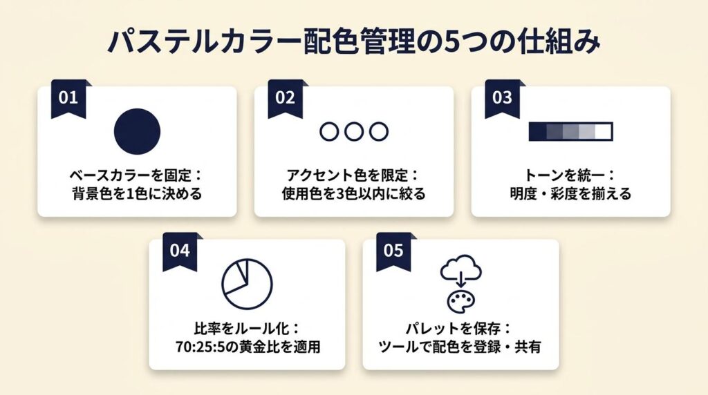 パステルカラー配色は5つの仕組みで管理