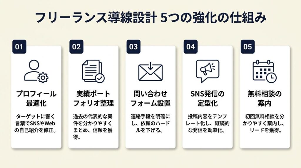フリーランス導線設計は5つの仕組みで強化