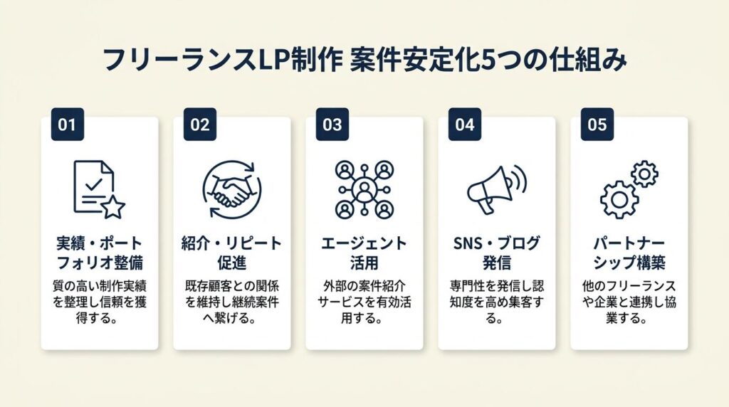 フリーランスLP制作は5つの仕組みで案件を安定化