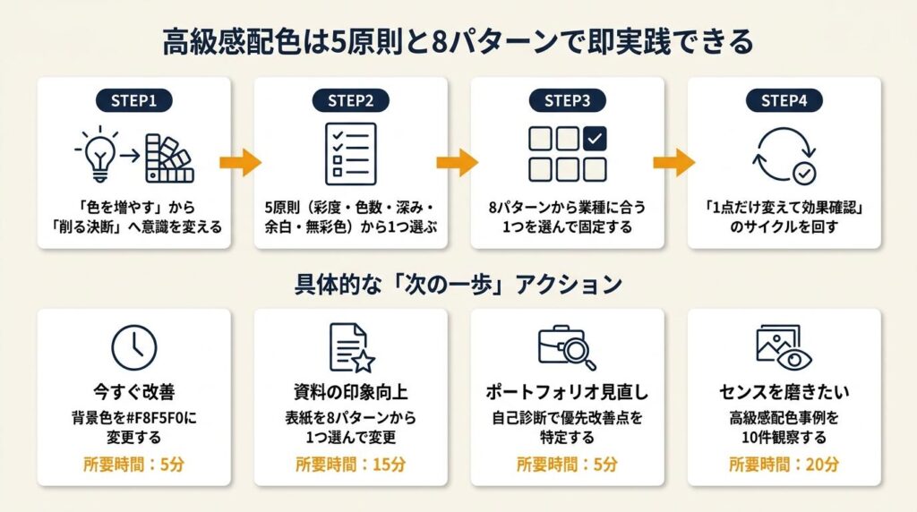 高級感配色は5原則と8パターンで即実践できる