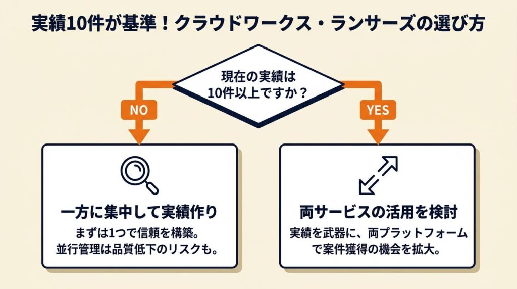 クラウドワークスとランサーズは実績10件で選び直す