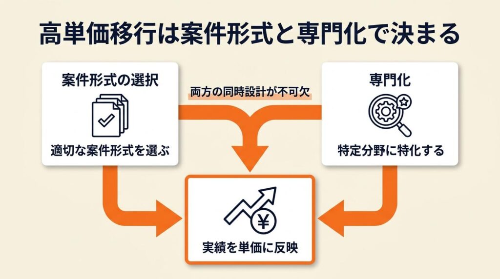 高単価移行は案件形式と専門化で決まる