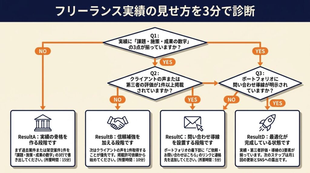 フリーランス実績の見せ方を3分で診断
