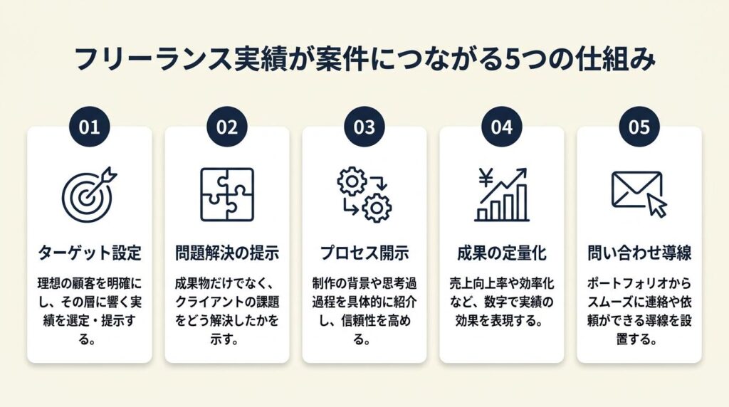 フリーランス実績は5つの仕組みで案件につながる