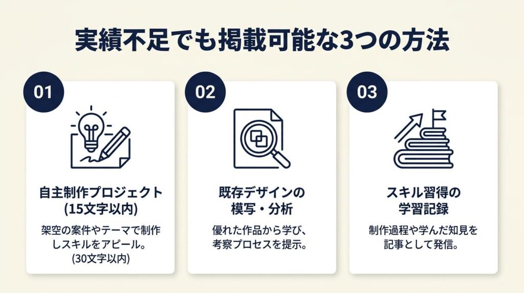 実績が少なくても3つの方法で掲載可能