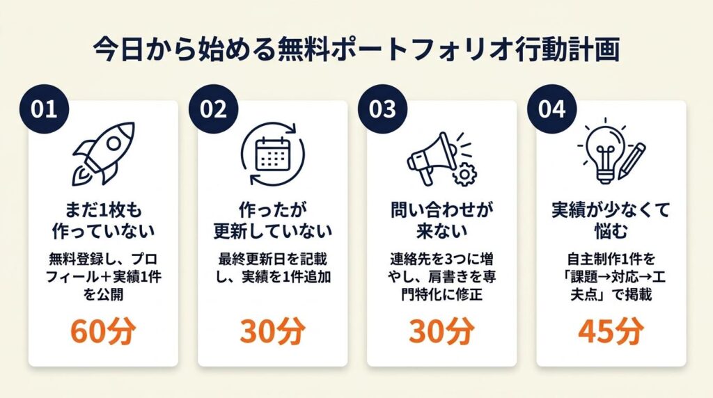 無料ポートフォリオは中身で差がつく:今日から始める行動計画