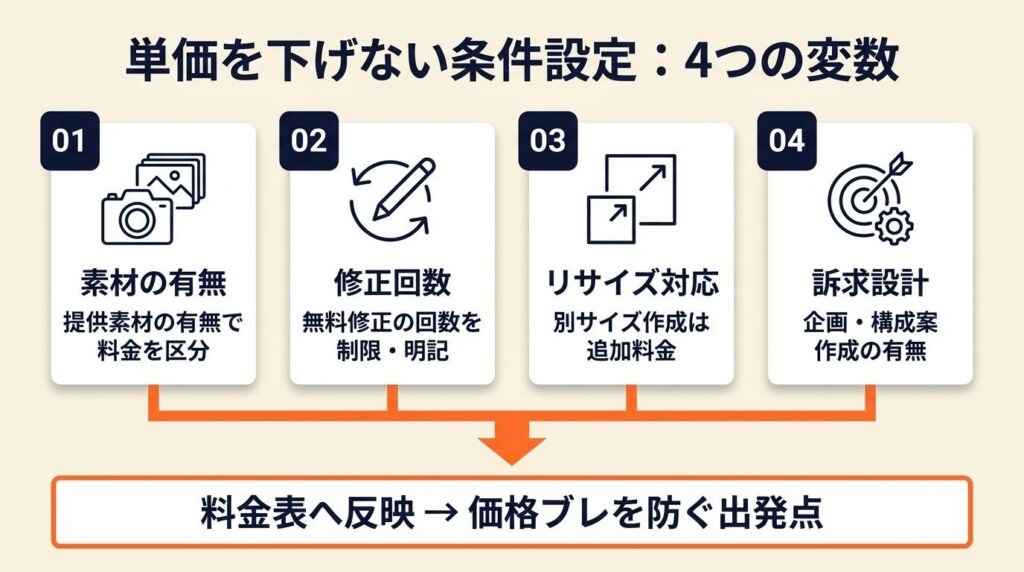 単価を下げない条件設定は4つの変数で決まる