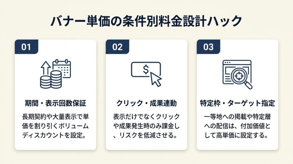 バナー単価に関する条件別料金設計ハック