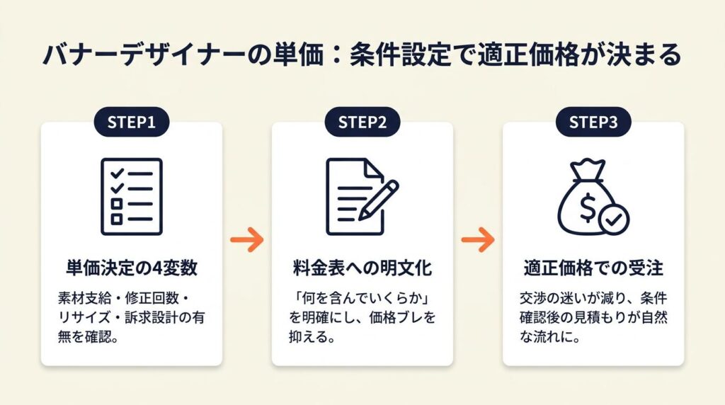 バナーデザイナーの単価は条件設定で適正価格が変わる
