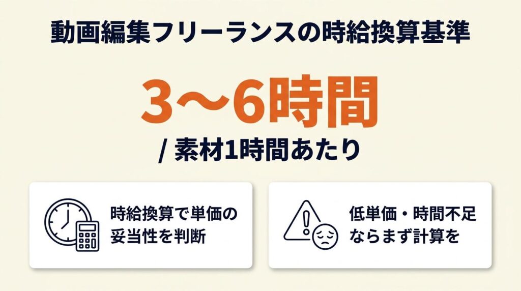 動画編集フリーランスの時給換算は素材1時間あたり3〜6時間が基準