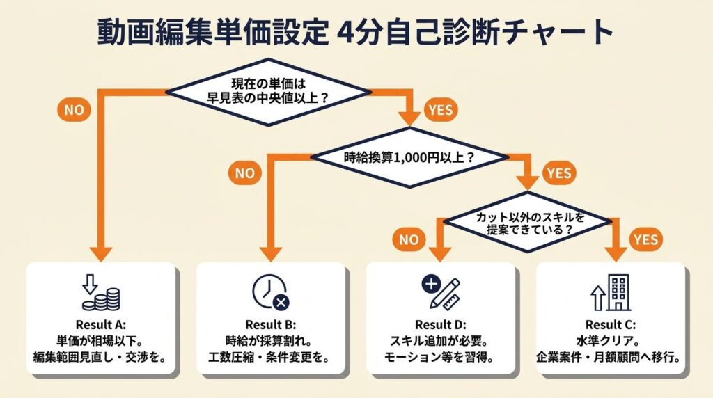 動画編集フリーランスの単価設定を4分で自己診断