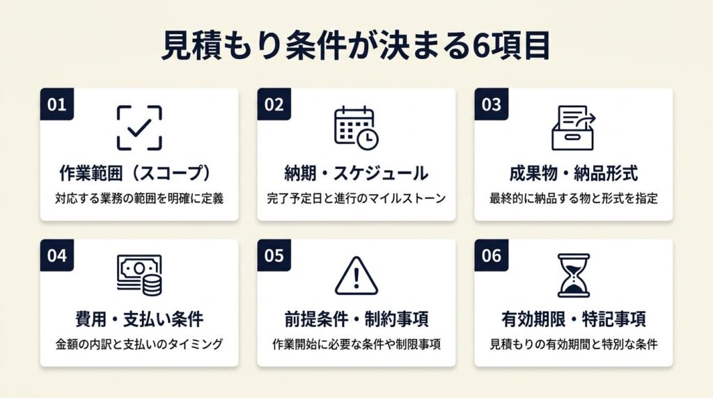 見積もり条件は6項目で決まる