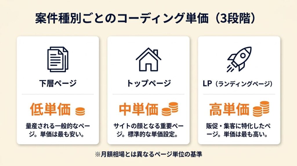 案件種別の単価はLP・トップ・下層で3段階に分かれる