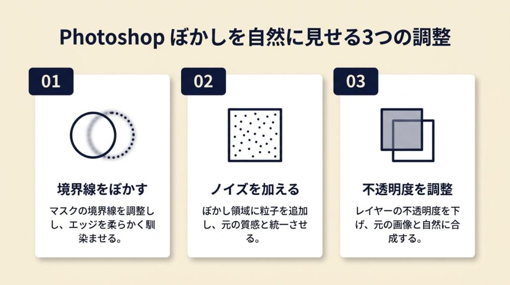 Photoshopのぼかしを自然に見せる3つの調整
