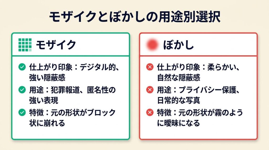モザイクとぼかしは用途で選ぶ