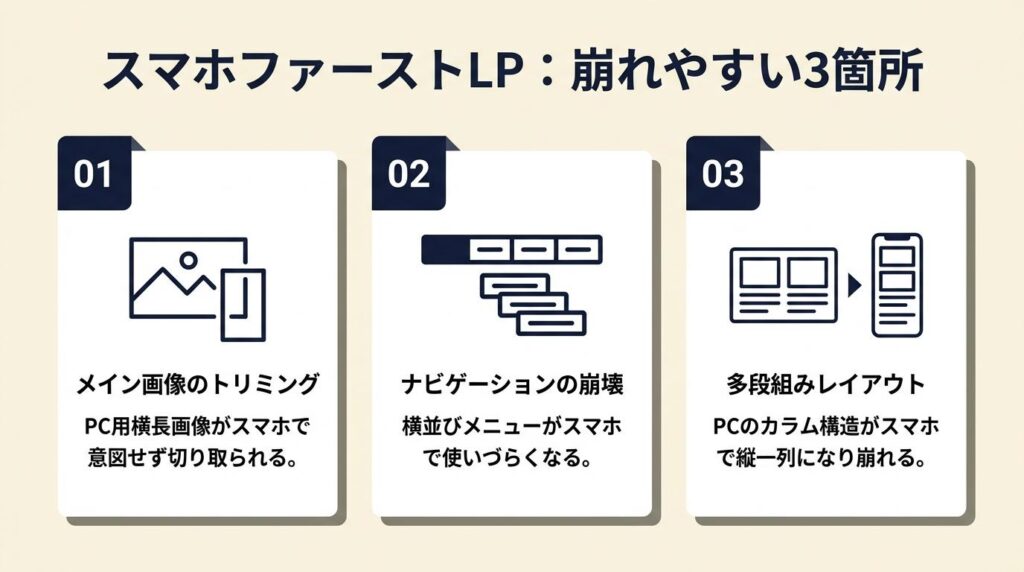 スマホファーストLPは崩れる3箇所を先に押さえる