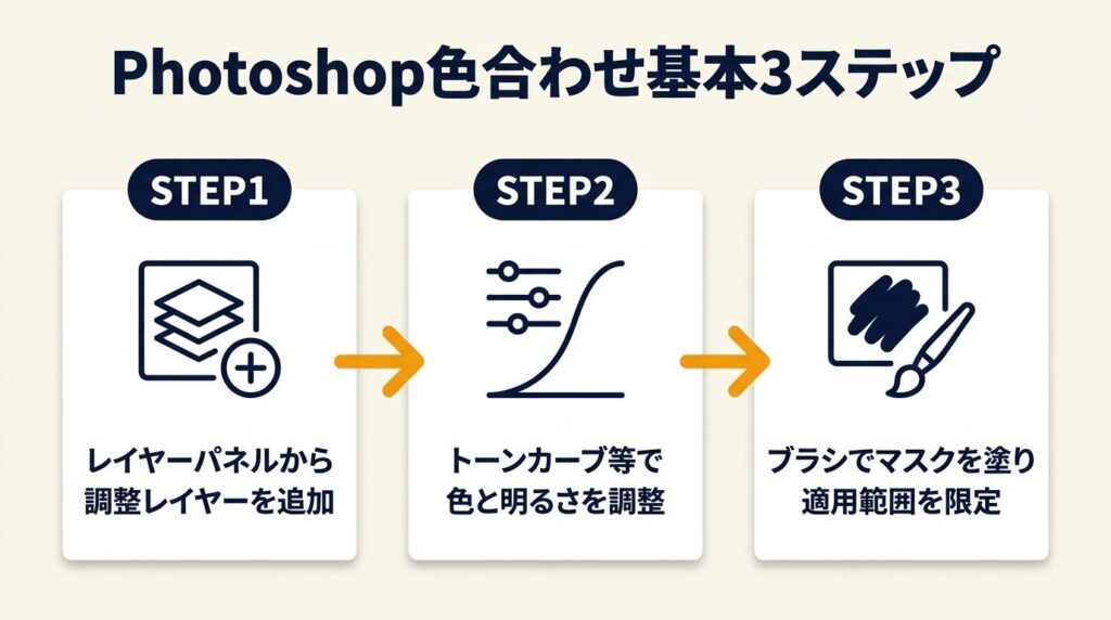 Photoshopで色味を合わせる基本は3ステップ