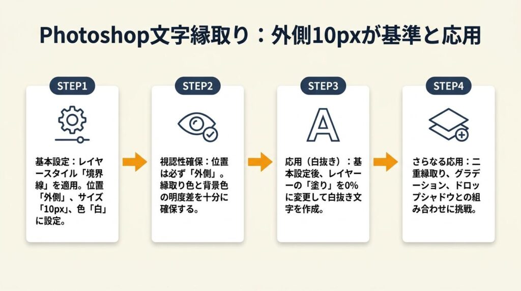 Photoshop文字縁取りは外側10pxが基準