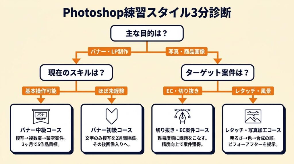 Photoshopの練習スタイルを3分で診断