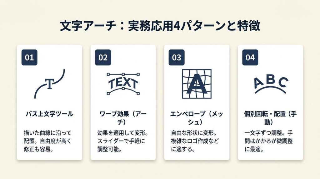 文字アーチは4パターンの実務応用