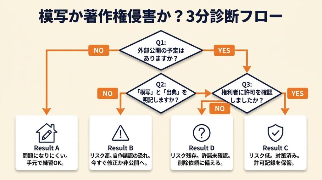 模写か著作権侵害かを3分で判定する診断フロー