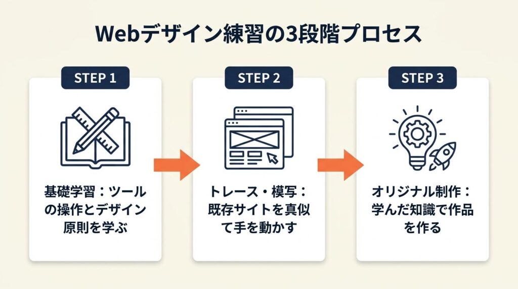 Webデザイン練習は3段階で進む