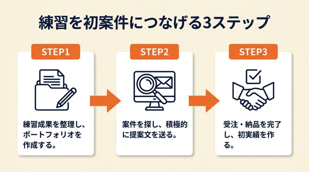 練習を初案件につなげる3ステップ