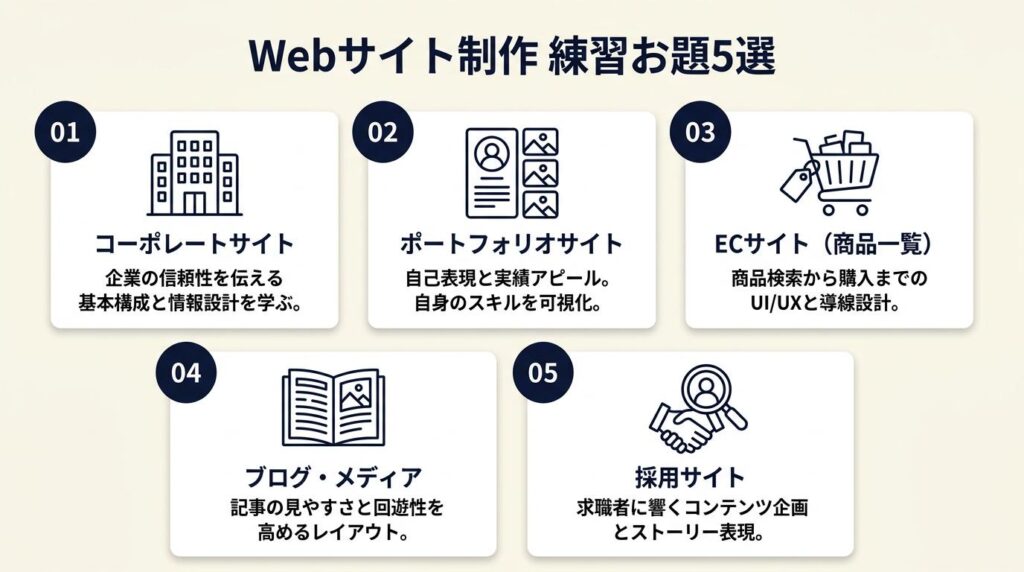 Webデザイン練習お題5選（Webサイト系）