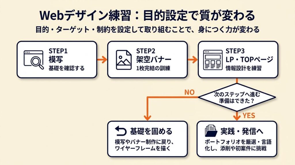 Webデザイン練習お題は目的設定で質が変わる