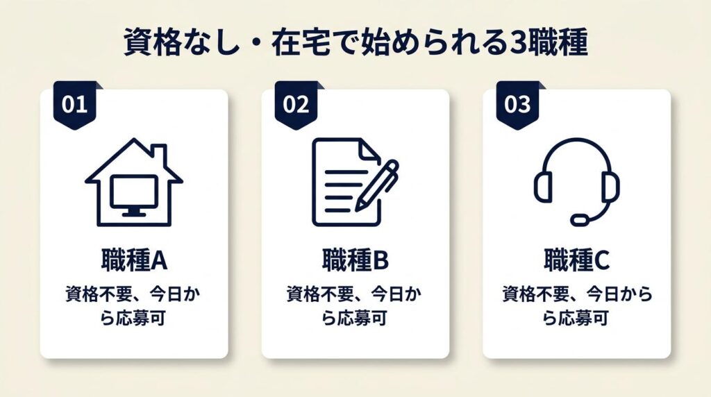 手に職は資格なしでも3職種が在宅で始められる